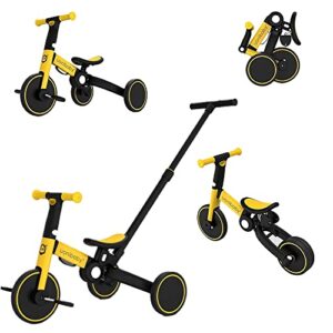 4 in 1 Kids Tricycle With Parent Push Handle | Toddler Tricycle | Kids Bike |Children Balance Bike | Lightweight & Portable Push Bike With Removable Pedals | Foldable Trike With Adjustable Seat Design