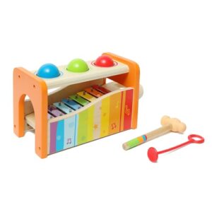 6pc Hape Pound/Tap Bench Musical Keyboard/Xylophone Kids/Baby Wooden Toy 12m+