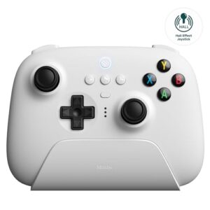 8BitDo Ultimate 2.4G Wireless Controller, Hall Effect Joystick Update, Gaming Controller with Charging Dock for PC, Android, Steam Deck & Apple(White)