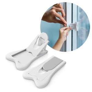 Ashtonbee Sliding Door Lock for Child Safety - Baby Proof Doors & Closets. Childproof Your Home with No Screws or Drills by (Set of 2 White)