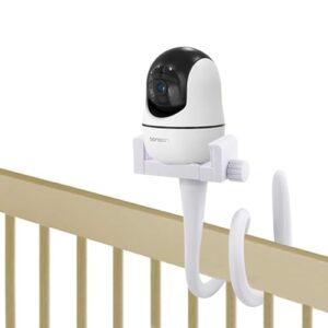 Baby Monitor Mount Camera Shelf Compatible with Infant Optics DXR 8 and Most Other Baby Monitors,Attaches to Crib Cot Shelves or Furniture,Universal Baby Camera Holder,(White)