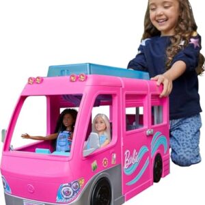 Barbie Camper Playset, DreamCamper Toy Vehicle with 60 Doll-Sized Accessories Including Furniture, Pool & 30-inch Slide