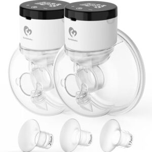 Bellababy Wearable Breast Pump Hands-Free, Double Wireless Pump Upgraded with Comfortable Flange 17mm, 19mm, 21mm Inserts, 4 Modes & 9 Levels Electric Pump Portable, Smart Display, 24mm, 2 Pack