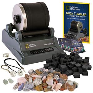 Blue Marble National Geographic Hobby Rock Tumbler Kit - Rock Polisher for Kids & Adults, Durable Noise-Reduced Barrel, Rocks, Grit & New GemFoam for a Shiny Finish, Cool Toys, Great STEM Hobby Kit