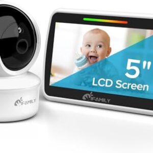 BUASLK Baby Monitor with Camera and Audio, 5 inches Large Screen Video Monitor with Temperature Sensor, Two Way Talk Remote pan-tilt-Zoom Camera, Night Vision 960ft Range. (SM660)