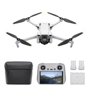 DJI Mini 3 Fly More Combo Plus (DJI RC), Lightweight 3x Mechanical Gimbal Mini Camera Drone with 4K HDR Video, 3 batteries, up to 32800ft (10km) Video Transmission, True Vertical Shooting