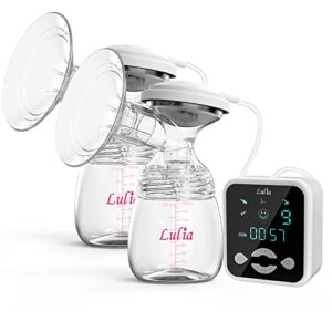 Double Electric Breast Pump,Portable Dual Breastfeeding Pump 4 Modes 9 Levels, Rechargeable Breast Milk Pump LED Display BPA Free with 2000mAH Batter Travel&Home Backflow Protector Level BPA Free