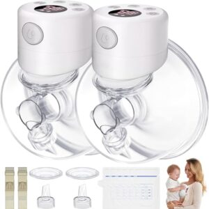 Double Wearable Breast Pump, Electric Hands-Free Breast Pumps with 2 Modes, 9 Levels, LCD Display, Memory Function Rechargeable Milk Extractor-24mm Flange