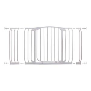 Dreambaby Chelsea Extra-Wide Hallway Baby Security Gate Set - with 9cm & 18cm Extensions - Dual Locking Feature Mechanism - Fits Opening 97.5cm-133cm Wide & 75cm Tall - White