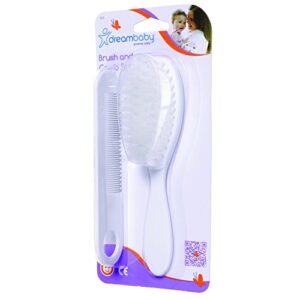 Dreambaby Soft Bristles Brush and Comb Set - Essential Baby Grooming Kit for Newborns & Toddlers - White