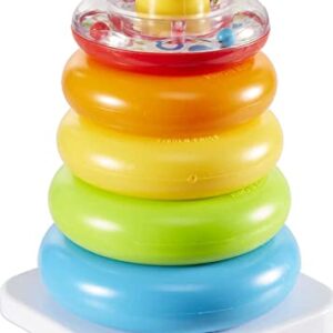 Fisher-Price Baby Stacking Toy Rock-a-Stack, Roly-Poly Base with 5 Colorful Rings for Ages 6+ Months