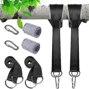 FISHOAKY Tree Swing Hanging Straps Kit 2 Pack, Two 5ft Long Tree Swing Straps, 2 Tree Protectors, 2 Heavy Duty Locking Carabiners, Carry Pouch Bag for Hammocks for Swing, Hammocks & Tire Swings