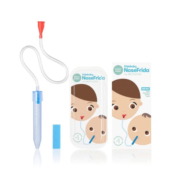 FridaBaby NoseFrida The Snotsucker with Travel Case, Easy Nasal Booger and Ear Cleaner, Gentle Nose Cleaner Suction, Aspirator for Sinus Congestion Relief, for Newborns/Infants