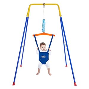 FUNLIO Baby Jumper with Stand for 6-24 Months, Infant Jumper for Indoor/Outdoor Play, Toddler Jumper for Baby Girl/Boy, with Adjustable Chain, Easy to Assemble & Store (with Stand)