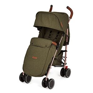 Ickle Bubba Discovery Max Pushchair, Lightweight Stroller, 6 Months to 4 Years, Includes UPF 50 Hood, Rain Cover, Footwarmer, (Khaki on Rose Gold Chassis)