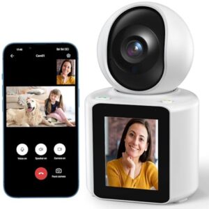 Indoor Home Security Camera 1080P, Two Way Video Camera with 2.8" Monitor and Audio, Pet Camera with Phone App, Motion Detection, Night Vision, Pan-Tilt, 128G Card & Cloud Storage for Baby Elderly