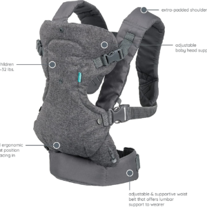 Infantino Flip Advanced 4-in-1 Newborn Baby toddler Carrier Omni 360 Sling Wrap - Grey or Black