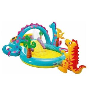 Intex Dinoland Play Center, multicolor vibrant, 131 inch L x 90 inch W x 44 inch H (3.33m x 2.29m x 1.12m) inflated