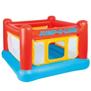 Intex Inflatable Jump-O-Lene Indoor or Outdoor Playhouse Trampoline Bounce Castle House with Crawl-Thru Door and Net for Kids Ages 3-6