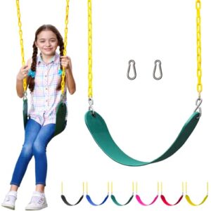 Jungle Gym Kingdom Swing Seat Heavy Duty 66" Chain Plastic Coated - Playground Swing Set Accessories Replacement Green