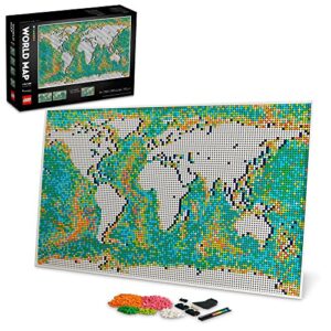 LEGO Art World Map 31203 Building Kit; Meaningful, Collectible Wall Art for DIY and Map Enthusiasts; New 2021 (11,695 Pieces)