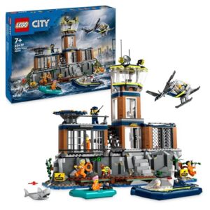 LEGO® City Police Prison Island 60419 Building Set,for Boys and Girls Aged 7 Plus Who Love Imaginative Play, Helicopter, Boat and Dinghy, 7 Minifigures and Dog and Shark Figures