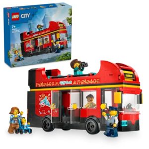 LEGO® City Red Double-Decker Sightseeing Bus 60407 Toy Vehicle Set for Boys and Girls Aged 7 Plus, Christmas or Birthday Toy for Kids, 5 Characters Including a Baby and Buggy