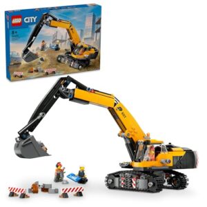 LEGO City Yellow Construction Excavator, Digger Truck Toy for 8 Plus Year Old Boys & Girls, Kids Toy Vehicle Set with Character Minifigures, STEM Building Kit 60420