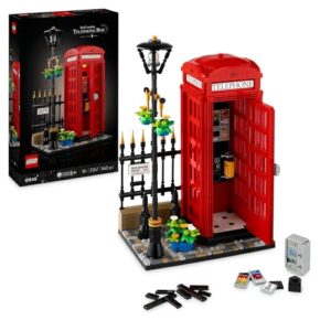 LEGO Ideas Red London Telephone Box, Model Building Kit for Adults,Mobile Phone Stand, Collectible Architecture Set and Souvenir,Home or Office Desk Decor, Arts & Craft Activity for Men & Women 21347