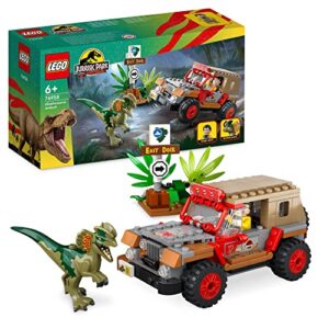 LEGO® Jurassic Park Dilophosaurus Ambush 76958 Building Toy Set with Dino Figure and Jeep Car Toy, 30th Anniversary Collection Set