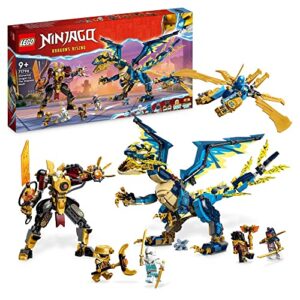 LEGO® NINJAGO® Elemental Dragon vs. The Empress Mech 71796 Building Toy Set with Dragon Toy, Action Figure, Ninja Flyer and 6 Minifigures, Dragons Rising Series