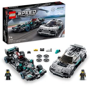 LEGO® Speed Champions Mercedes-AMG F1 W12 E Performance & Mercedes-AMG Project One 76909 Model Building Kit; 2 Collectible Toy Race Cars with Driver Minifigures, for Kids and Car Fans Aged 9+