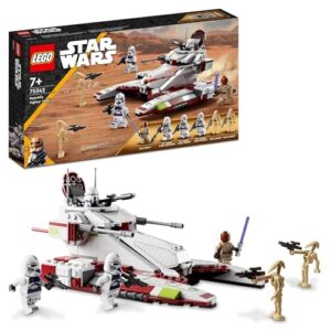 LEGO Star Wars Republic Fighter Tank Building Toy, The Clone Wars Kids Toy with 4 Character Minifigures Including Mace Windu, and 2 Battle Droid Figures for 7 Plus Year Old Boys, Girls & Fans 75342