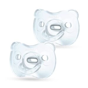 Medela Baby Soft Silicone Soother, One Piece, Designed to Support Natural Suckling, BPA Free, Lightweight, Orthodontic, 2 Pack, 6-18 Months, Blue