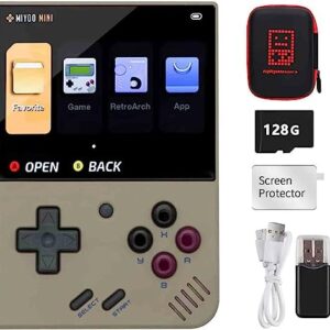 Miyoo Mini Plus Handheld Game Console, 128G TF Card with 12000 Classic Games,Arcade Game Console with 3.5-in Screen, Support WiFi Hotspot Mode Matchmaking (Gray, 128g)