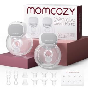 Momcozy Hands Free Breast Pump S9 Pro Updated, Wearable Breast Pump of Long Battery Life & LED Display, Double Portable Electric Breast Pump with 2 Modes & 9 Levels - 24mm, 2 Pack Gray