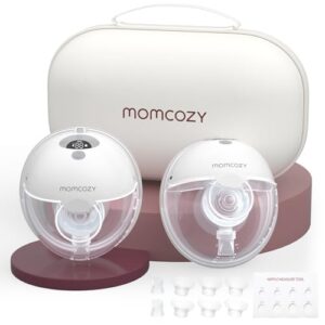 Momcozy M5 Hands Free Breast Pump, Wearable Breast Pump of Baby Mouth Double-Sealed Flange with 3 Modes & 9 Levels, Electric Breast Pump Portable (Gray, 2 Count)