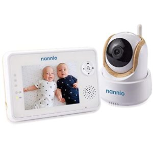 nannio Comfy Video Baby Monitor with Camera, Wooden Grain Camera, 3.5" Baby Camera Monitor with Two-Way Audio, Night Vision, Lullabies, Power Saving Mode, Baby Feeding Alert, for Baby, Pets & Elderly