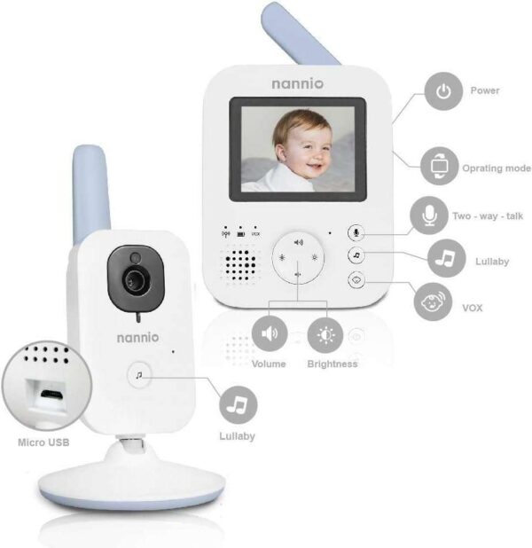 nannio Hero 2 Video Baby / infant Monitor with Camera and Audio Auto Night Vision Travel Camera, Best Baby Gifts