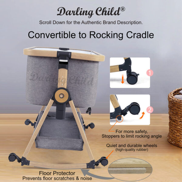 New Baby Bassinet: Bedside Co-Sleeper Crib & Moving Bed & Rocking Cradle. Convertible, Foldable and Portable