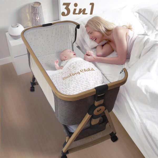 New Baby Bassinet: Bedside Co-Sleeper Crib & Moving Bed & Rocking Cradle. Convertible, Foldable and Portable