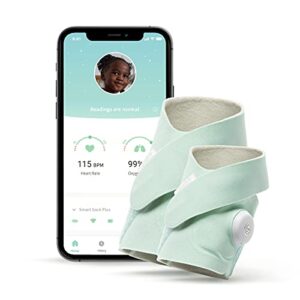 Owlet Smart Sock Plus - Baby Monitor - Track Heart Rate, Oxygen and Sleep Trends (0-5 Years) - Mint Green