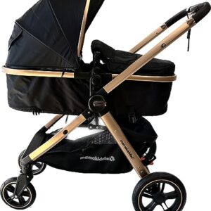 Pacto City Black Compact Convertible 2in1 Aluminium Alloy Pram Stroller Bassinet