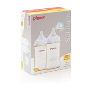 Pigeon SofTouch III Baby Bottle for 3+ Months Babies, BPA & BPS-Free, 240ml, PPSU, Twin Pack