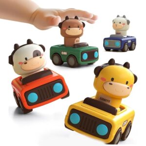 Press & Go Car for Toddlers 1-3, Baby Animal Racing Cars, Infant Play Vehicle Set, Baby Push Go Friction Car Toys for 6-9-12-18 Months, 1st Birthday for 1-2 Years Old Boys