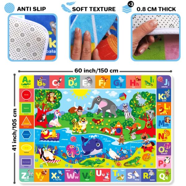 QUOKKA Baby Play Mat for Floor Super Soft Plush Surface ABC Playmat for Toddlers & Infants - Extra Thick (0.8cm) Large Padded Non-Slip Rug for Crawling & Playing - Foldable Mat