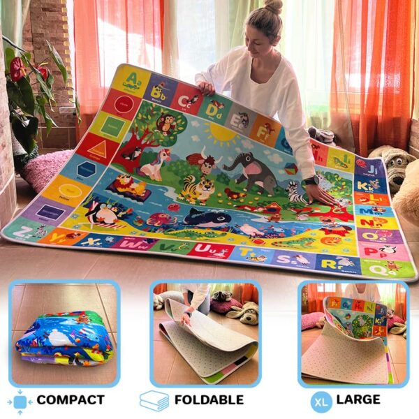 QUOKKA Baby Play Mat for Floor Super Soft Plush Surface ABC Playmat for Toddlers & Infants - Extra Thick (0.8cm) Large Padded Non-Slip Rug for Crawling & Playing - Foldable Mat