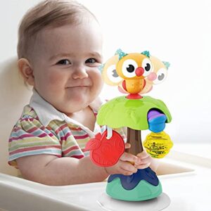 REMOKING Suction Base High Chair Interactive Rattle Toy, Swingable Owl with Baby Rattle,Developmental Tray Toy for Early Learning,Best Baby Infant Ages 6 Months and Up,Ideal Xmas Present for Toddler