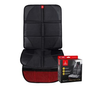 Royal Rascals Car Seat Protector for Child Seats, Padded Car Seat Covers with Headrest Fastener, Car Seat Cover with Organiser Pockets & Liners, Universal Seat Covers for Cars, Black & Red, Single