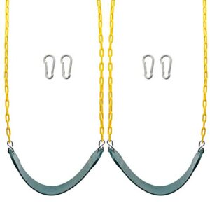 Sunnyglade 2PCS Swings Seats Heavy Duty with 66" Chain Plastic Coated, Playground Swing Set Accessories Replacement with Snap Hooks, Support 500lb